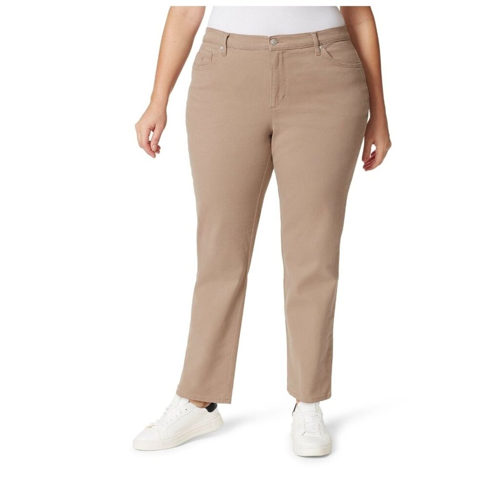 Women's High Rise Amanda Straight Beige Jeans Plus Size 22W - NWT - Waist 45"